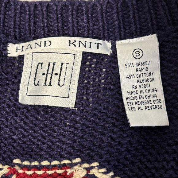 CHU Colorful hand Knit grandma cardigan Vest Size Small. - Picture 6 of 8